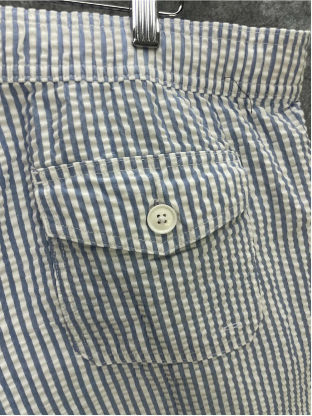 J.CREW Shorts Mens 2XL Blue Stripe Flex Swim Trunks Drawstring Lined Stretch
